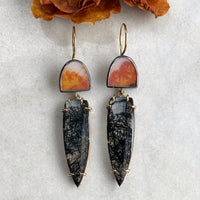 Dendritic Agate and Black Rutilated Quartz Earrings